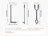 Fireplace Tool Set, 3 PCS Fire Tool Set and Holder with Stand, Tongs, Fire Place Poker, Wrought Iron V952-BLGJTJ3JTCXGS1KU6001V0