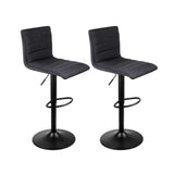 Artiss 2x Bar Stools Gas Lift Linen Fabric Black BA-TW-V17-1168-BKX2