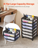 Scrapbook Rolling Storage Cart 6-Tier Large Capacity with 6 Clear Cases Black V952-JTZCCHTZ6CJT66C1SV0