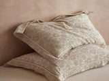 Floral Linen Style Pillowcase Set - 2 Piece Pillow Covers 48 x 74 cm - Wide Border Design V888-ELOSUNG54963-3