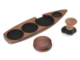 3pcs Coffee Tamper Holder Walnut Wood Rubber Stainless Steel Boat Shaped Distributor Rack Coffee V1294-YM0716-3118220168612