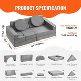 Play Couch, 15pcs Modular Kids Nugget Couch, Toddler Foam Sofa Couch with High-density 25D Sponge V952-ETSF1656625YVMCKFV0