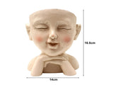 Face Flower Pot with Drainage Resin Succulent Cactus Plant Face Planter Garden Supplies-Multicolor V1263-JX-979