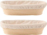2 Pack Oval Sourdough Proofing Basket Set with Linen Liner, Natural Rattan Bread Fermentation Bowl V1107-CS-HBTLD