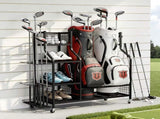 Everfit Golf Bag Storage Golf Storage Garage Organizer with Wheels Black GSR-A-2T-BL