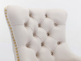 AADEN 2x Velvet Dining Chairs with Golden Metal Legs-Beige V226-SW1501BG
