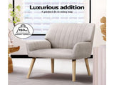 Artiss 2X Armchair Faux Fabric Beige UPHO-C-ARM-5098-BGX2