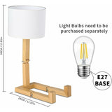 Creative Robot Desk Lamp, Adjustable Can Place Books Wooden Bedside Lamp with Fabric Lampshade E27 V1237-ZY-203-3382