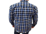 Mens Flannelette Long Sleeve Pullover Shirt 100% Cotton Flannel - Half Placket - Blue/Black - 8XL V563-FS-HP22-45-8XL