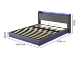 Levede Queen Bed Frame Gas Lift LED Light BF1065-Q