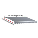 Instahut Retractable Folding Arm Awning Motorised Sunshade 4Mx3M Pearl Grey AWN-B-ARM-REMOTE-40X30-PEGR