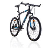 Trinx MTB Mens Mountain Bike 26 inch Shimano Gear 21-Speed [Colour: Matt Black White/Blue] [Size Of V406-M136_19_BLUE