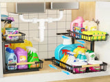 CARLA HOME 2-Tier Kitchen Under Sink Organiser Storage with Height Adjustable, Unique Slide Rail & LSB-36080