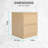 2X Bedside Table Side Storage Cabinet Nightstand Bedroom 2 Drawer JOSS OAK V274-FT-BEDT-2DD06-WD2