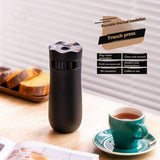 Portable French Press Travel Coffee Maker Double Walled Stainles Steel Vacuum Insulated Coffee V1369-AZ3-W-11476