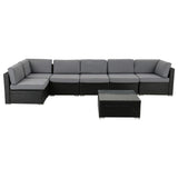 Veranda Fancy Grande Sofa Set V264-OTF-524S-BLK-AU-7PC