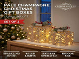 Christabelle 2 Pale Champagne Christmas Gift Boxes Light Up Display 35cm 28cm Indoor Xmas Festi 112_MHA715