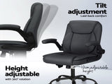 Artiss 2 Point Massage Office Chair Leather Mid Back Grey MOC-C-FZ40-2P-GY