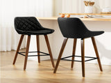 Artiss 2x Bar Stools PU Seat Wooden BA-TW-8206-BKX2