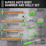 9-Piece Garden Tools Auto Body Hammer Dolly Set Car Body Dent Repair Tool Case V465-66132