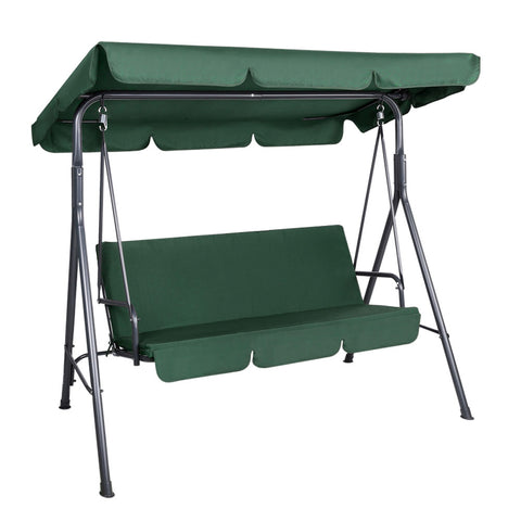 Gardeon Outdoor Swing Chair Garden Chair Bench Furniture Canopy 3 Seater Green GSC-BST-3S-GN