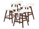 4X Wooden Bar Stool Dining Chair Leather SOPHIA 65cm WHITE BROWN V274-FT-WBSPU-75WH4-BNP