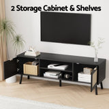 Artiss TV Unit 150cm Storage Cabinet Black FUR-U-CT02-TV150-RAT-BK