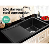 Cefito Kitchen Sink 75X45CM Stainless Steel Basin Single Bowl Black SINK-BLACK-7545