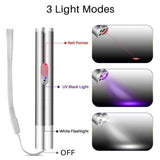 Multi-Function USB Rechargeable Laser Cat Teaser Wand with Stainless Steel Body, Ideal for V1341-ZY-XQX2MY36-SILVER