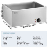 VEVOR Commercial Electric Food Warmer Countertop Buffet 18L 1200W Bain Marie V952-SYSPBWQPTKWFVFYRFV3