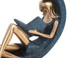 2PCS Resin Figurines Reading A Book Yoga Girl Modern Aesthetic Art Sculptures Bookshelf Bookcase V1294-YM0901-3115240118411