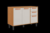 Base Kitchen Wooden Cabinet/Cupboard with 3 Doors 2 Drawers in Cinnamon Finish - Napoles White V1112-3600001953