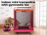 Everfit Kids 4.5FT Trampoline Rectangle Rebounder with Basketball Hoop Pink TRAMPO-TD-3IN1-PK
