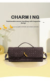 Retro Woven Baguette Handbag for Women Suede Texture PU Leather Shoulder Crossbody Bag Elegant V888-ELOSUNG41395