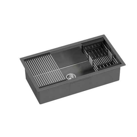 Cefito Kitchen Sink 81X45CM Stainless Steel Single Bowl Drain Rack Basket Black SINK-R10-8145T-BK