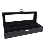 Watch Box Black 6 Slot Leather Watch Case with Pillows for Watches Storage Collections V1294-YM0901-3117250225011