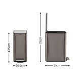 Cefito 15L Pedal Rubbish Bin Slim Carbon Steel Garbage Bin for Home Grey RB-15L-1C-GY