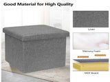 Folding Storage Ottoman Cube, Linen Small Foot Seat, Organizers for Living Room, Bedroom, Home V1369-AZ3-W-22984