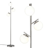 Artiss 3-Light Tree Floor Lamp 165cm Tall Standing Light with Sphere Glass Shades for Modern Homes LAMP-FLOOR-3-GL-SL