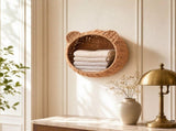 Cute Bear Ear Wall Hanging Basket, Hand Woven Paper Rope Storage Organizer, Multifunctional Wall V1369-AZ3-W-15355