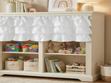 Farmhouse Ruffled Valance Curtain, Rod Pocket Three-Tier Window Treatment for Kitchen, Bathroom and V1189-LC-AMZ-00235