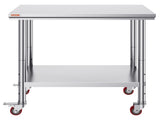 Stainless Steel Work Table 36x24 Inch with 4 Wheels Commercial Food Prep Worktable with Casters V952-SYGZT36X24INDJL01V0