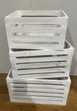 Set 3 Wood Crates White Wash 40x22cm V637-WDB35967