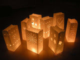 100 Pack White Heart in a Heart Luminary Paper Candle Tea Light Lantern Bags Wedding Garden V382-HNHLUM100