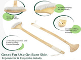 Bamboo Back Scratcher, 22'' Extra Long Curved Handle Reach Back Easily, Wide Brush Head Soft V1258-DP02-C-287