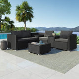 7PC Outdoor Wicker Loveseat Setting with Storage Corner V264-OTF-530S-BLK-OTF-508-BLK