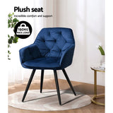 Artiss Dining Chairs Set of 2 Velvet Diamond Tufted Armchair Blue MO-DIN-GRS058-VEL-NAX2