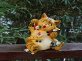 Cat Figurine Exquisite Details Texture Bright Colors Durable Resin Yellow Cat Statue for Garden V1294-YM0703-3111230019211