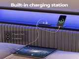 Artiss Metal Bed Frame King Size LED Charging Station 2 Drawers MBED-D-LINE-K-BK-AB