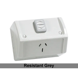 Clipsal GPO Switched Outlet Weatherproof Surface Mount Standard 1 Gang 15A 250V IP54 Horizontal V1202-V1-CLIWSC227-1-15RG